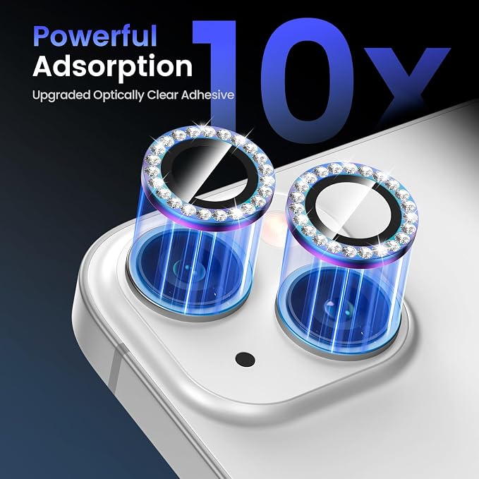 Tensea for iPhone 14/14 Plus Camera Lens Protector Bling, Camera Cover | 9H Tempered Glass Camera Screen Protector, Metal Individual Ring for iPhone14 6.1inch/ 14Plus 6.7inch, HD Clear, Easy Install - Image 6