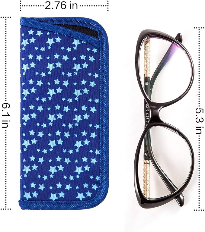 TRIUMPH VISION 3 Pack Reading Glasses Pouch Soft Case Eyeglass Sleeve Slim | Alternative to Bulky Case in bag, Lightweight Lined Padded Protect Optical lens Slip in, Cute Pattern Portable for Daily Use - Image 2