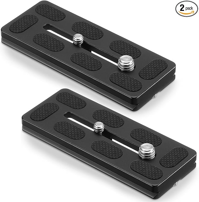 Frienda Quick Release Plate Tripod 1/4-20 DSLR,100mm 1/4''and 3/8'',Black | Tripod Mount Plate, Camera Tripod Mount for DSLR Camera Tripod Ball Head , Metal, 1.9 x 1.5 x 0.4 Inch by Frienda