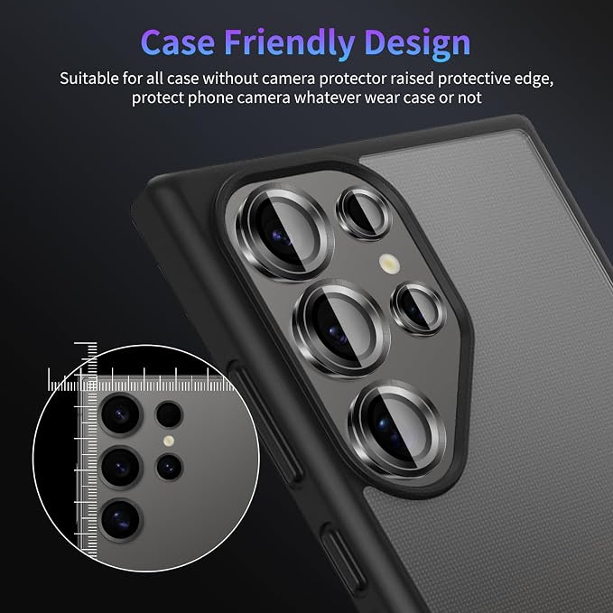 Camera Lens Protector for Samsung Galaxy S24 Ultra,1 Pack | Tempered Metal Glass Camera Cover Film,HD Clear,Anti-Scratch Lens Screen Protector Film,Case Friendly,Black Titanium - Image 7