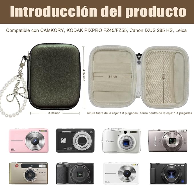 STARGAZ Digital Camera Case,suitable for camera case small such as CAMKORY/KODAK PIXPRO FZ45/FZ55/Canon PowerShot ELPH/HS,etc.Compact digital camera bag, can also store such as SD cards (Black) - Image 3