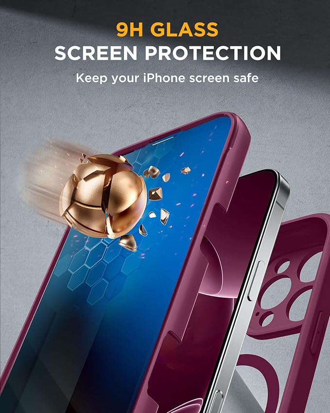 miracase Privacy for iPhone 16 Pro Max Case, 25° Anti-Spy, Plum | Built-in Privacy Screen Protector, Compatible with MagSafe, Full Camera Protection, 360° Full Body Shockproof Phone Case 6.9" - Image 3