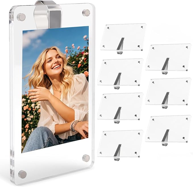 8Pcs Car Clip Picture Holder,Personalized Car Picture Frame,Acrylic Car Photo Holder,Magnetic Car Sun Visor Photo Clip,Visor Clip Photo Frame Hanging Decor Car Accessories for Mom Husband Family by BWLEANSY