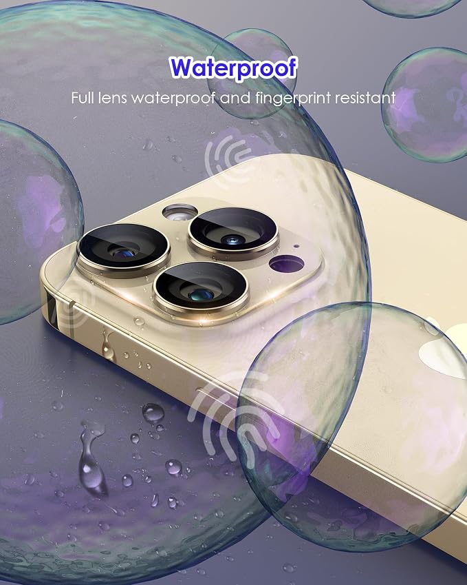 Compatible for iPhone 16 Pro Max/iPhone 16 Pro/iPhone 14 Pro/iPhone 14 Pro Max Camera Lens Protector [Full Coverage Metal] 9H Tempered Glass Camera Cover Titanium Rose - Image 6