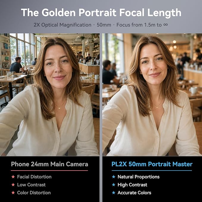 APEXEL 2X 50mm Portrait Master Telephoto Lens for iPhone | F1.05 Ultra-Large Aperture, 17mm Universal Clip, Phone Camera Zoom Lens Attachment Compatible with iPhone, Samsung and more - Image 2