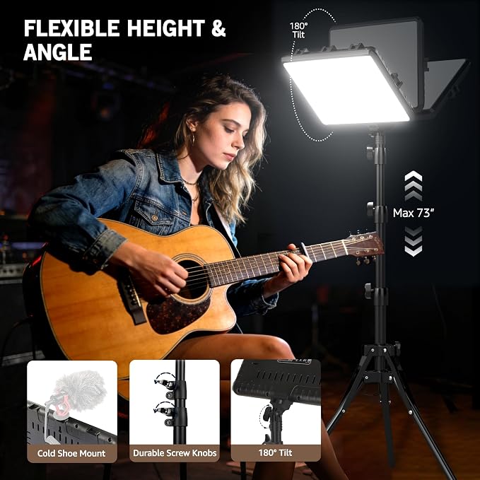 NiceVeedi 2-Pack 25W Photography Lighting, 2900-7000K Dimmable Ring Light with Tripod Stand, 73” Studio Video Light for Video Recording/Photography/Live Streaming/YouTube/TikTok/Makeup/Video Calls - Image 5