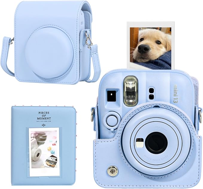 CAIYOULE Camera Case for Fujifilm Instax Mini 13 Instant Film Camera, Blue | Mini 13 Protective Camera Case, PU Leather Camera Crossbody Bag for Instax Mini 13, with Photo Album, Adjustable Strap by CAIYOULE