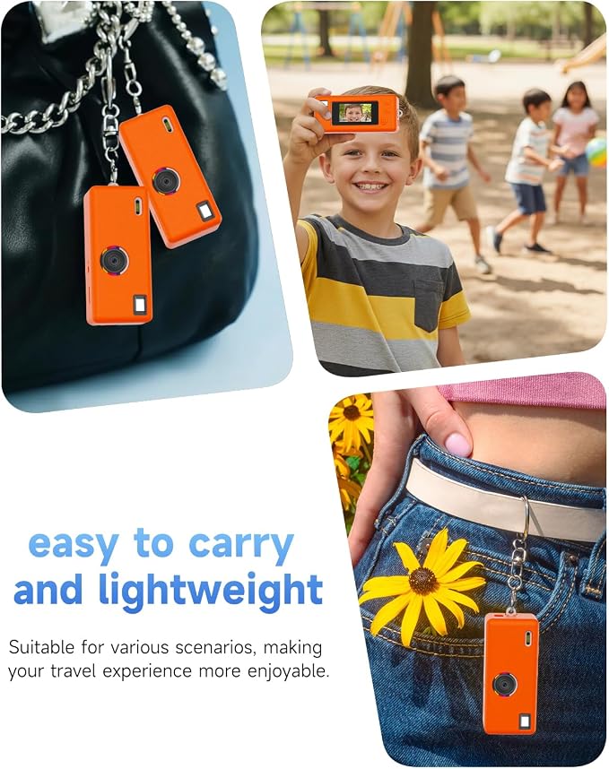 Silicone Case for Kodak CHARMERA Keychain Digital Blind Box accessories,Soft Silicone Protective Case,Comes with Screen Protectors and Wrist Strap - Orange - Image 3