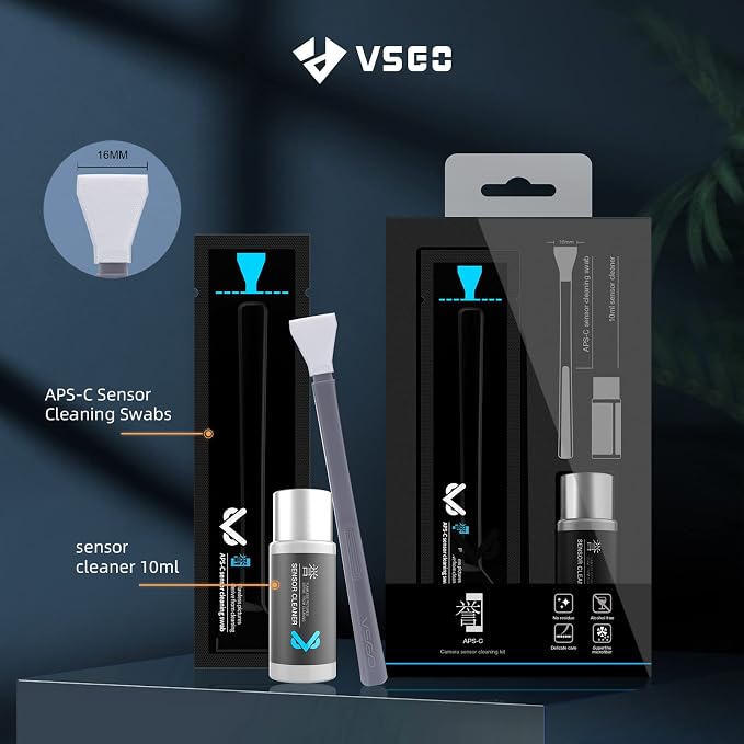 VSGO APS-C Sensor Cleaning Kit | for Nikon Sony Canon DSLR Camera Cleaning, 12Pcs 16mm Sensor Cleaning Swabs & 10ml Sensor Cleaner, VS-S02-12 - Image 2