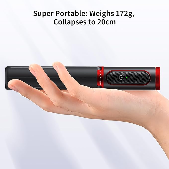 ATUMTEK Selfie Stick Tripod, 3-in-1 Extendable Aluminum Phone Tripod with Detachable Bluetooth Remote, Compatible with iPhone 17/16/15/14/13/12/11/11 Pro/XS Max/XR and Samsung Smartphones, Red - Image 4