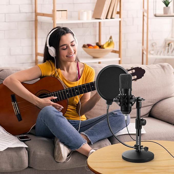 Multifunctional Desktop Microphone Stand, Adjustable Mic Stand Desk with Pop Filter, Shock Mount, Microphone Clip, 5/8" to 3/8" Metal Screw Adapter (Pack of 2) - Image 8