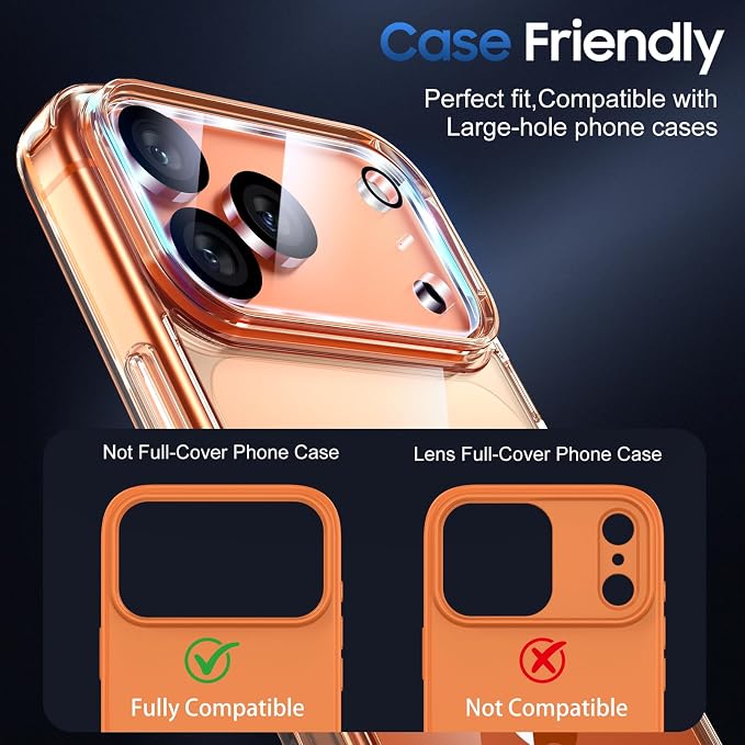 UniqueMe Compatible for 3 Pack iPhone 17 Pro Camera Lens Protector | Drop Protection, 9H Tempered Glass, Camera Cover, Update New Version - Image 2