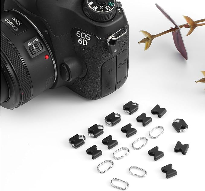 Molain 6Pcs Stainless Steel Oval Split Rings, Compatible Camera Strap Hook Lug Ring with Plastic Cap for Belt Hook Lanyard Cameras Shoulder Strap - Image 2