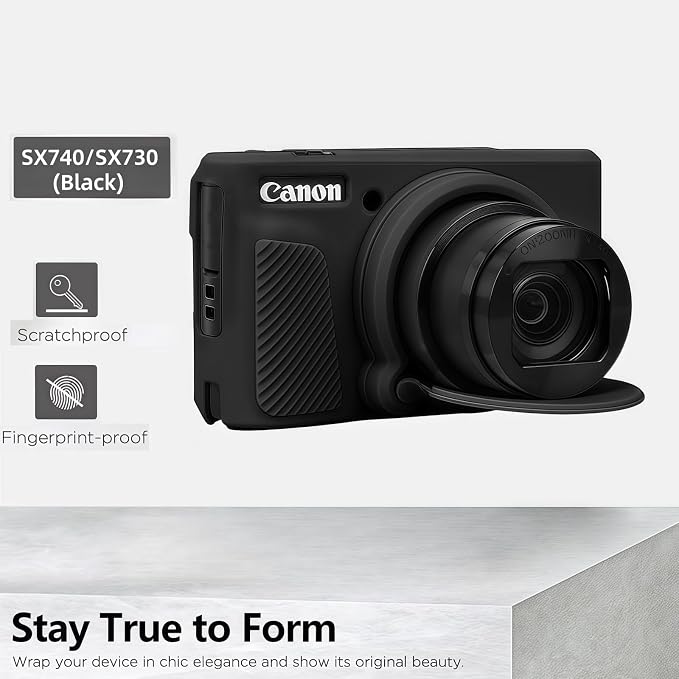 Camera Case for Canon PowerShot SX740/ SX730 Digital Camera, SX740 HS Case | Soft Silicone Protective Case Removable Lens Cover, Comes with 2 Screen Protectors and 1 Wrist Strap. (Black) - Image 7