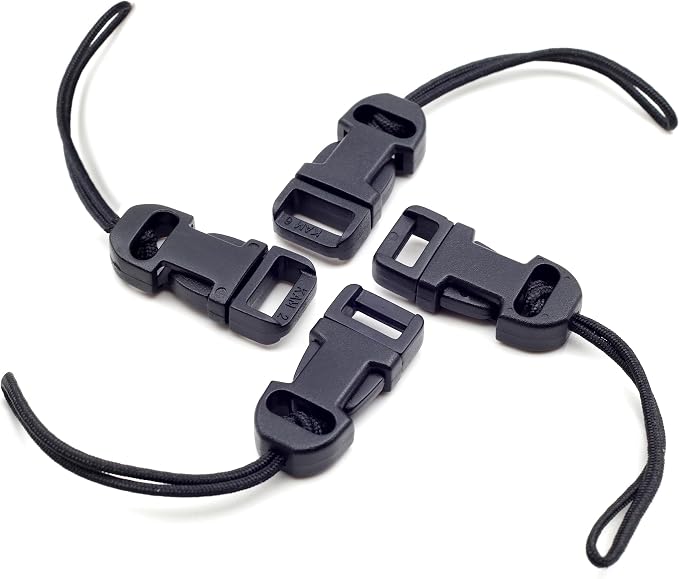 Padwa Lifestyle 4 Pcs Black Quick Release Camera Strap QD Loops Connector Adapter - Camera Quick Release Clip Compatible for All Compact Digital Cameras,Binoculars, Drone Remote Control and USB Stick by PadwaLifestyleCameraStrap