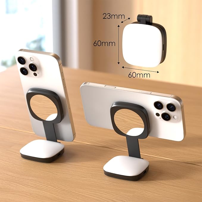 Magnetic Selfie Light Compatible with MagSafe for iPhone – Rechargeable LED Fill Light with Mirror, CRI≥95, 5 Color Temps, Foldable Ring Light - Image 7