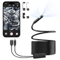 Endoscope Camera with Light, Dual-Lens 1920P HD Borescope with 8+1 Adjustable LED Lights, IP67 Waterproof Inspection Camera 16.5FT Semi-Rigid Snake Camera for iOS & Android (2 Interface) by Elecshion