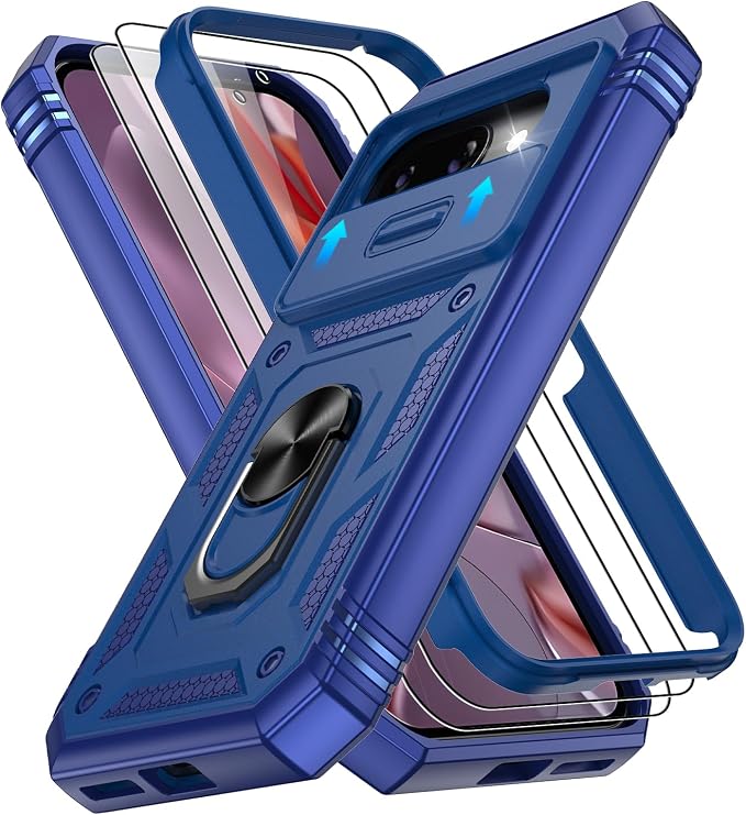 Gritup for Pixel 9A Case Military-Grade Shockproof with Kickstand, Blue | with 2 PCS Screen Protector, Slide Camera Cover, Heavy Duty Outdoor Protection Full Body Funda para Google 9 A Phone Cover by Gritup