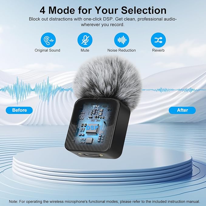 Mini Wireless Lavalier Microphone for iPhone/Android/Tablets,Magnetic Mini Mic with Noise Reduction, 25H Battery Life with Charging Case, Lapel Microphone Wireless for Video Recording Podcast - Image 2