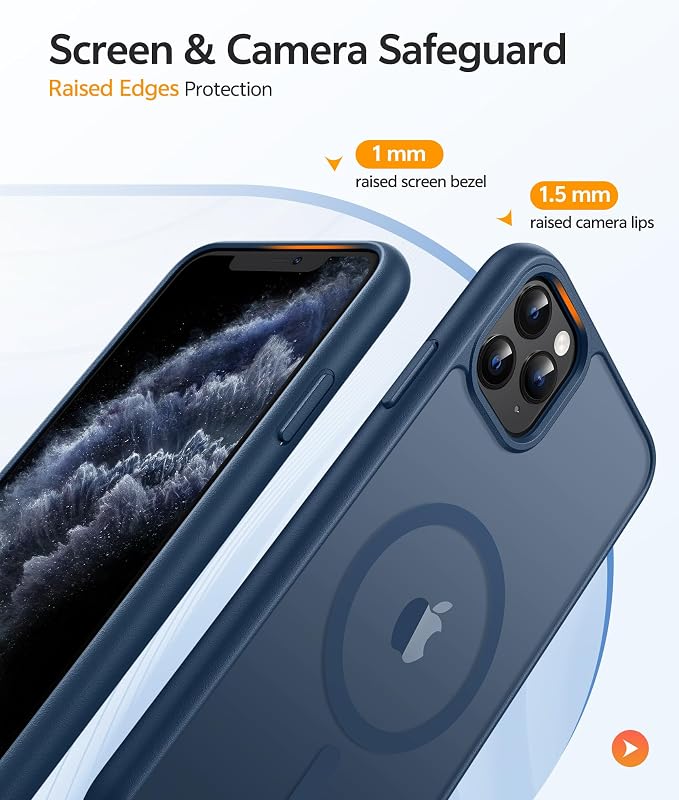 FNTCASE for iPhone 11 Pro Case, Fit for Magsafe, Translucent Matte Back | Magnetic Phone Cases, 14FT Military Grade Drop Protection, Shockproof Bumper, Slim Protective Cover, Blue - Image 4