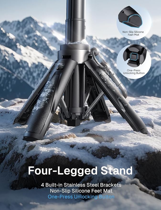 MAGIC JOHN Phone Tripod with 2 Selfie Light, Portable Pocket Size Selfie Stick for iPhone Magsafe, Selfie Stick with Detachable Remote Control for Photograph, Live Streaming, Video Recording - Image 7