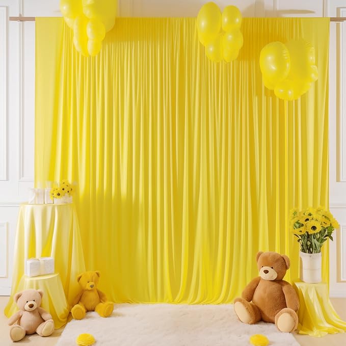 Yellow Backdrop Curtains-Wrinkle-Free Polyester Photography Drapes Party Curtain Background for Baby Shower Wedding Decorations- 32 X10FT (Yellow) - Image 9