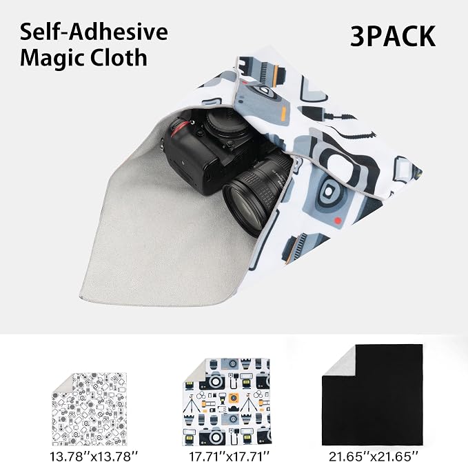 3pcs Camera wrap, Protective Wrap, Magic Self-Adhesive Cloth, Anti-scratch Lens Camera Wrap, Folding, Washable, Lens pouches, Soft cloth with a sticky for camera - Image 2