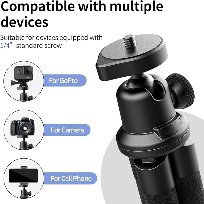 Aureday Phone Tripod, Flexible Tripod for iPhone and Android Cell Phone, Come with Wireless Remote and Clip for Video Recording/Vlogging/Selfie - Image 4