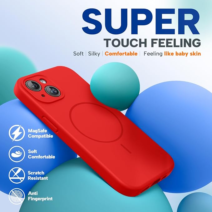 Miracase Silicone & Magnetic for iPhone 15 Case, Red | Compatible with MagSafe, Soft Microfiber Lining, Premium Silicone Cover Shockproof Drop Protection Phone Case for 15 - Image 4