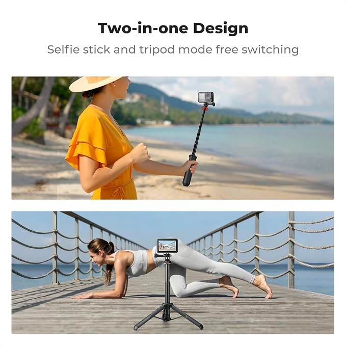 K&F CONCEPT 58.5cm/23inch Portable Adjustable Stand Selfie Stick Tripod | Portable Vlog Handle Grip Action Camera Selfie Stick for GoPro Hero 13/12/11/10/9/8/Max, DJI Osmo Action 6/5/4/3/2/1 - Image 6
