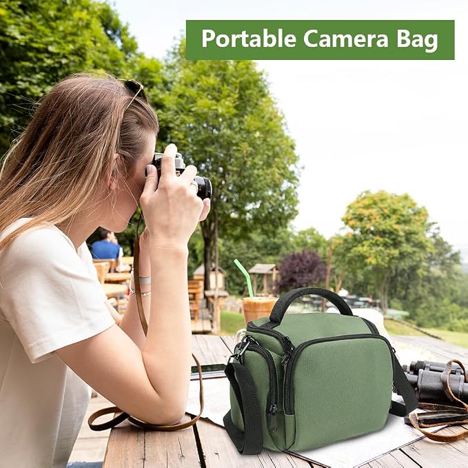 Ainiv DSLR Camera Bag, Large Waterproof Anti-Shock SLR Camera Case, Green | Adjustable Shoulder Strap Camera Backpack, Portable Crossbody Single Shoulder Backpacks Compatible with Canon, Sony, Nikon - Image 7