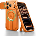 Dexnor for iPhone 17 Pro Case, [Built-in Flip Camera Cover & Camera Control Cover & Kickstand], Compatible with MagSafe, Heavy-Duty Rugged Shockproof Magnetic Phone Cover, 6.3 inch Orange by Dexnor
