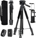K&F CONCEPT 68" Camera Tripod Lightweight Portable DSLR Tripods | Camera Phone Video Recording Tripod Stand, Cellphone Clip for Smartphone Live Streaming Vlog. S254A3+BV01 by KFCONCEPT