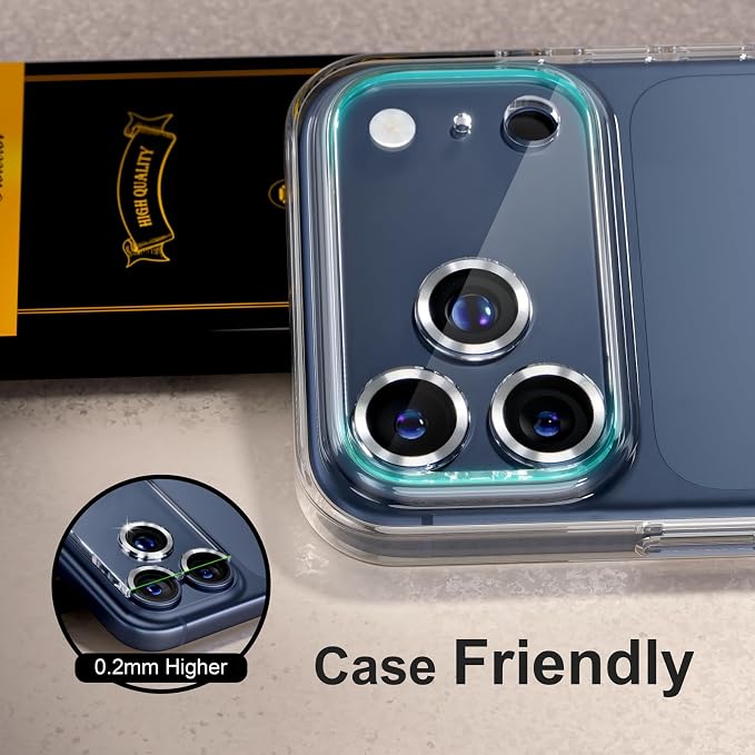 for 6 Pack iPhone 17 Pro Max Camera Lens Protectors, CD Silver | [Drop Protection] [Case Friendly] [Easy Installation] 9H Tempered Glass Camera Screen Protector Cover Accessories 6.9-inch - Image 6