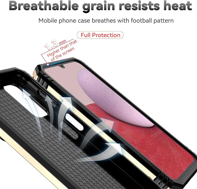 for Samsung Galaxy A14 5G Case with Screen Protector & Camera Lens Cover, [Military Grade] 16FT Drop Tested, Magnetic Kickstand Rugged Shockproof Protective Case for Samsung A14 5G, Gold - Image 4