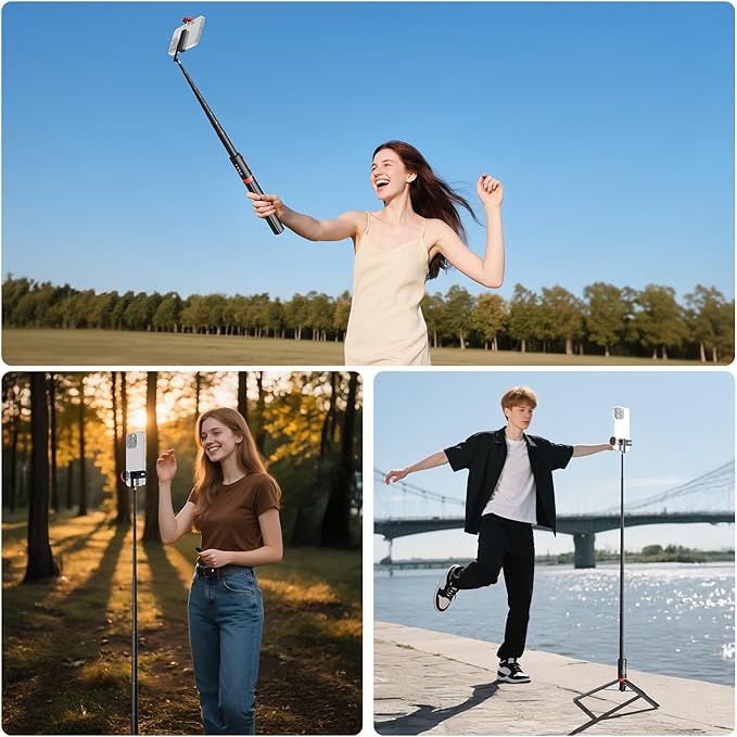 NEEWER Basics PA991 Selfie Stick Tripod Compatible with iPhone Samsung Android, 57.9 Inch Metal Portable Lightweight Travel Mobile Phone Stand with Holder & Remote Control for Video Recording - Image 7