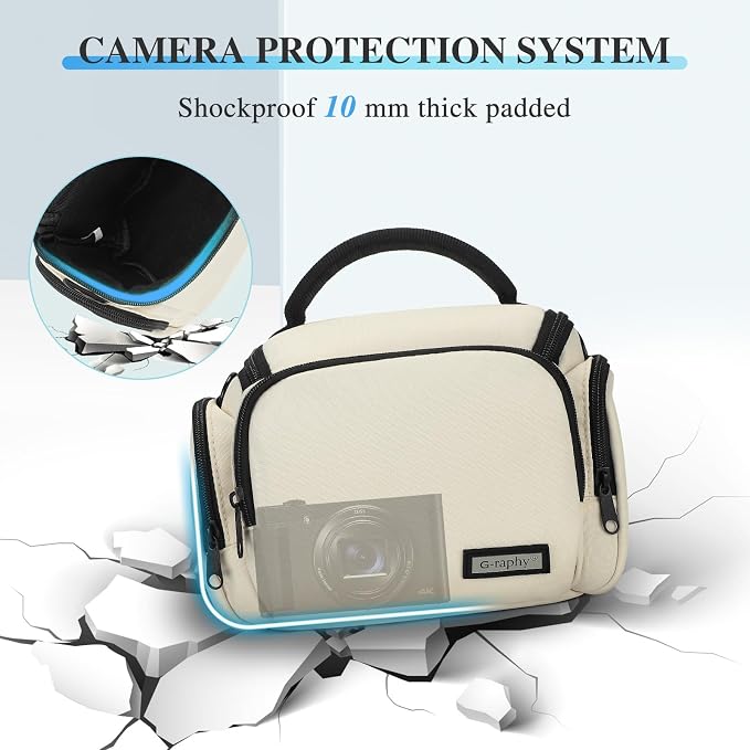 G-raphy Camera Bag Case Compact Lightweight Shoulder Crossbody Sling Photography Bags for Nikon Canon Sony DSLR SLR Mirrorless with Removal Straps (Beige) - Image 5