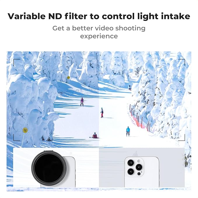 K&F CONCEPT Clip On 67mm Variable ND2-32 Magnetic Phone Lens Filter Kit | Magnetic Adapter Ring/Cold Shoe/Locking Knob, Neutral Density Filter Compatible with iPhone 16 15 Pro Max 14 13, FA303 - Image 4