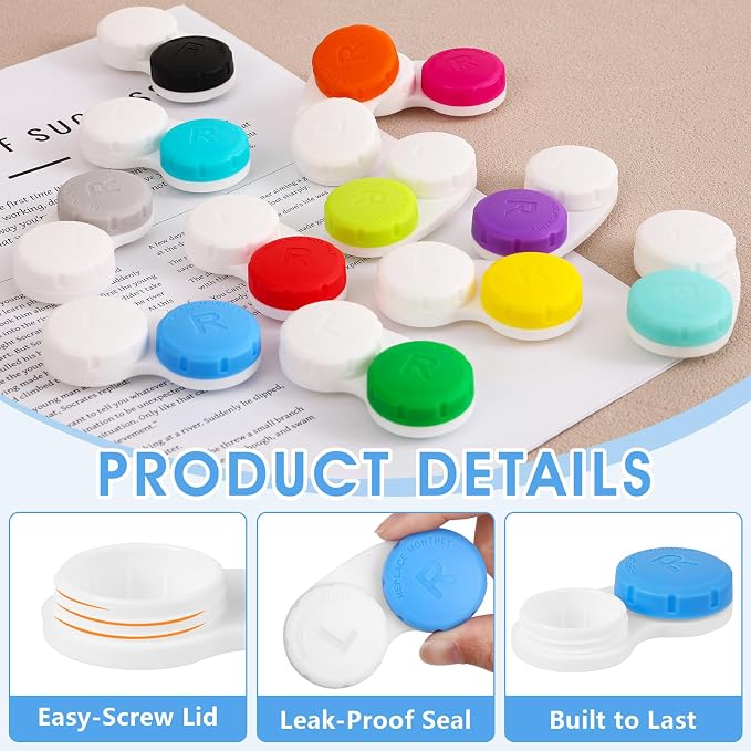 12 Pack Colorful Cute Contact Lens Cases, Bulk Storage Box with 12 Colors, Leak-Proof and Durable, Portable Storage Kit for Home and Travel - Image 3