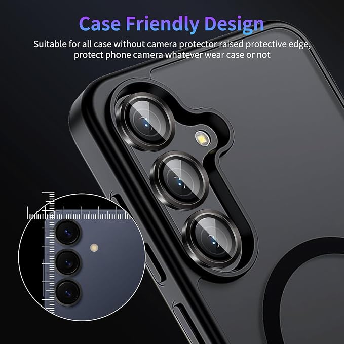 Camera Lens Protector for Samsung Galaxy S25,1 Pack | Tempered Metal Glass Camera Cover Film,HD Clear,Anti-Scratch Lens Screen Protector Film,Case Friendly,Black Titanium - Image 7