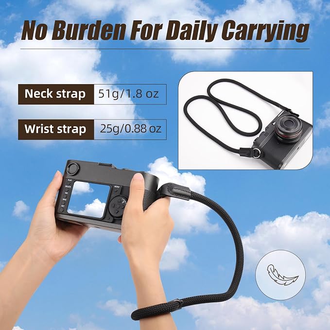 ARVOK 2 Pack Camera Strap with Camera Wrist Strap, 110cm Climbing Rope Camera Strap, Camera Neck Shoulder Strap for Nikon Canon Sony Fuji Micro Single and SLR DSLR Camera - Image 6