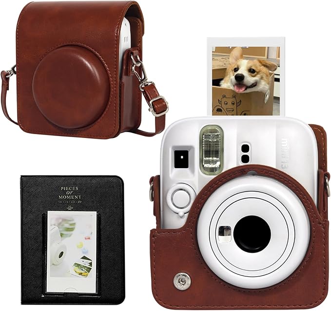 CAIYOULE Camera Case for Fujifilm Instax Mini 13 Instant Camera, Brown | Mini 13 Protective Camera Case, PU Leather Camera Bag for Fuji Instax Mini 13, with Photo Album, Adjustable Shoulder Strap by CAIYOULE