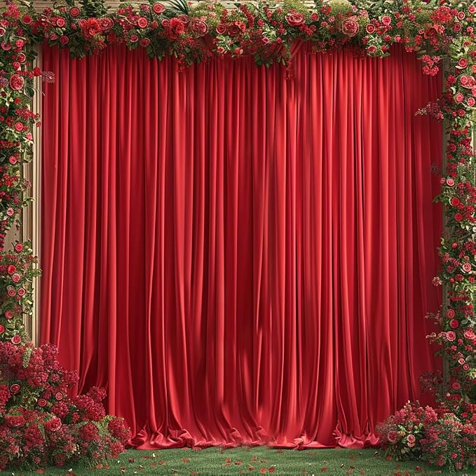 30x10ft Wrinkle Free Red Backdrop Curtain for Parties Soft Fabric Drapes Wedding Red Curtain Backdrop for Birthday Party Decorations Background for Photography 5x10ft, 6 Panels - Image 7