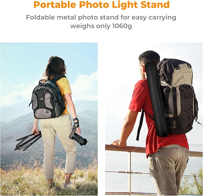 K&F CONCEPT Light Stand for Photography, 7.5ft/2.3M Extendable Tripod | Lighting Tripod with 1/4" Screw for Lighting/Strobe Light/Webcams/Cameras/Softbox, with Storage Bag, TL02 - Image 7