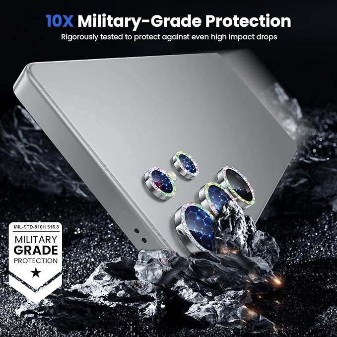 WSKEN for Samsung Galaxy S25 Ultra Camera Lens Protector - Ultra Thin | Case Friendly, 9H Shatterproof Tempered Glass, Anti Scratch Metal Circle, Camera Screen Protector Cover Accessories, Glitter - Image 4