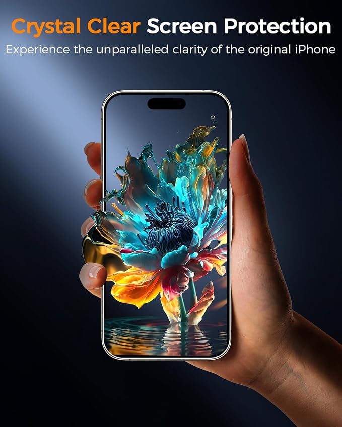 SIBEITU 3+3 Pack Screen Protector for iPhone 17 6.3 Inch Tempered Glass | 3 Pack Screen + 3 Pack Camera Lens Protector with Installation Frame, HD Clear, 9H Hardness, Scratch Resistant, Case Friendly - Image 7