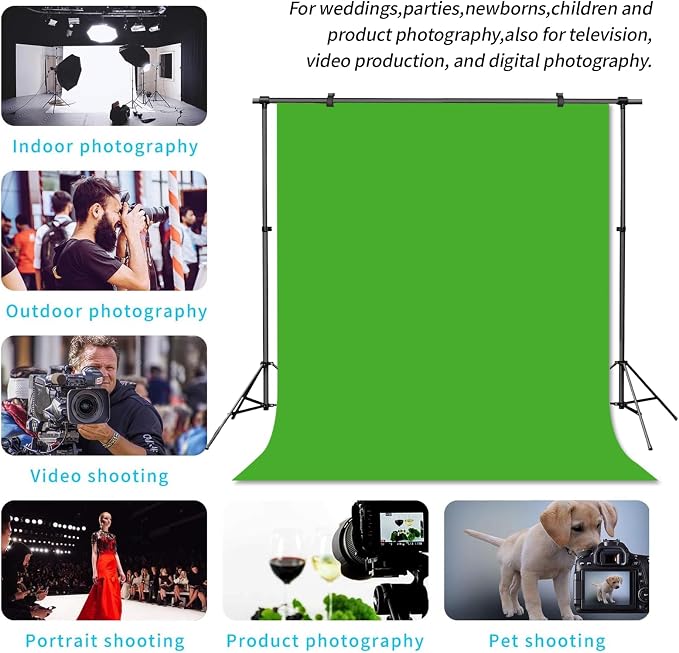 Green Screen Backdrop for Photoshoot Solid Color Background 5x7 ft | Photography Studio Photo Booth Curtain for Headshot, Homestudio, Portrait, Video, Meeting, Easy to Install, Washable Fabric - Image 2