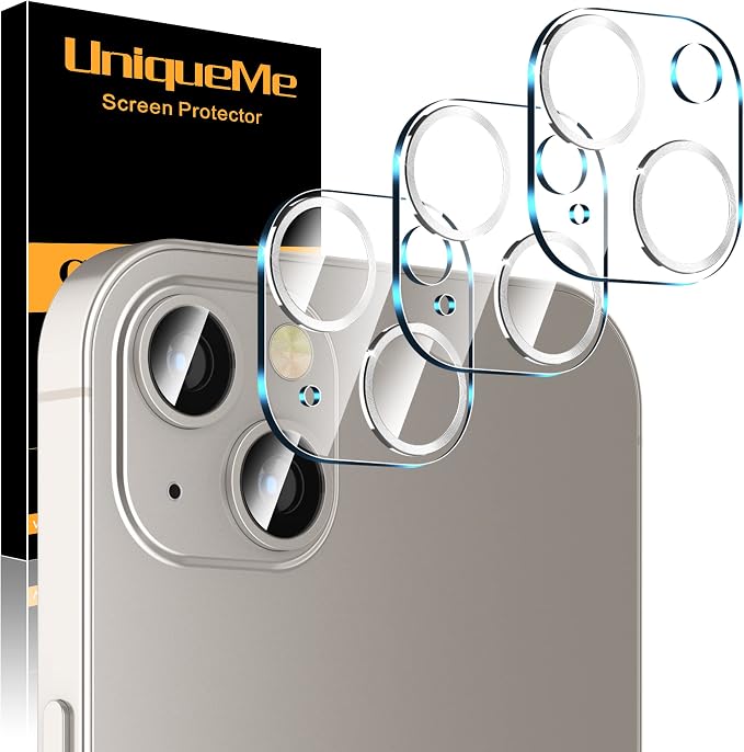 UniqueMe for iPhone 13/13 Mini Camera Lens Protector-Silver Circle | 3 Pack,13 6.1"/13 Mini 5.4"-Camera Lens Protector, Tempered Glass, Case Friendly, New Version, Scratch-Resistant by UniqueMe