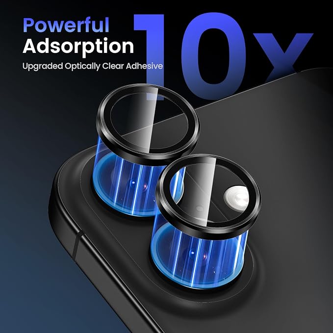 Tensea for iPhone 16/16 Plus Camera Lens Protector, Camera Cover | 9H Tempered Glass Camera Screen Protector, Metal Individual Ring for iPhone16 6.1inch/ 16Plus 6.7inch, HD Clear, Easy Install - Image 6