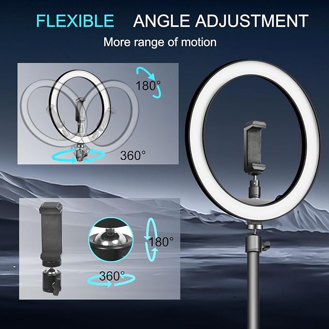 10" Selfie Ring Light with 10" Stand and 60" Selfie Stick, 3 Color Light Adjustment Suitable for Phones and Cameras, Makeup/Live Streaming/Taking Photos - Image 6